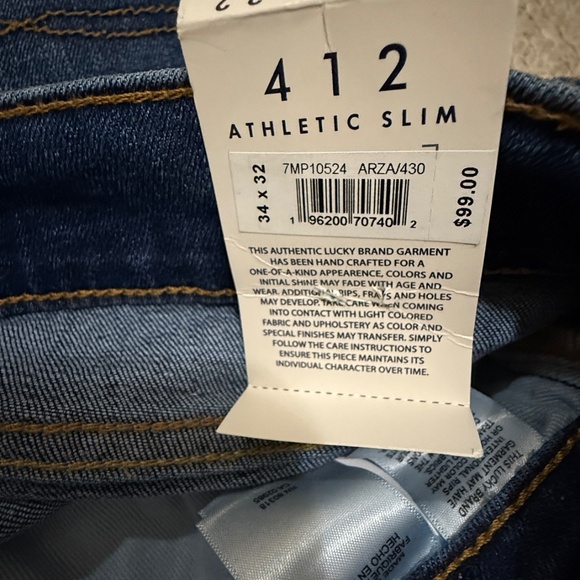 Lucky Brand 412 Athletic Slim 2-Way Stretch Jean 34x32 NWT - Picture 5 of 10